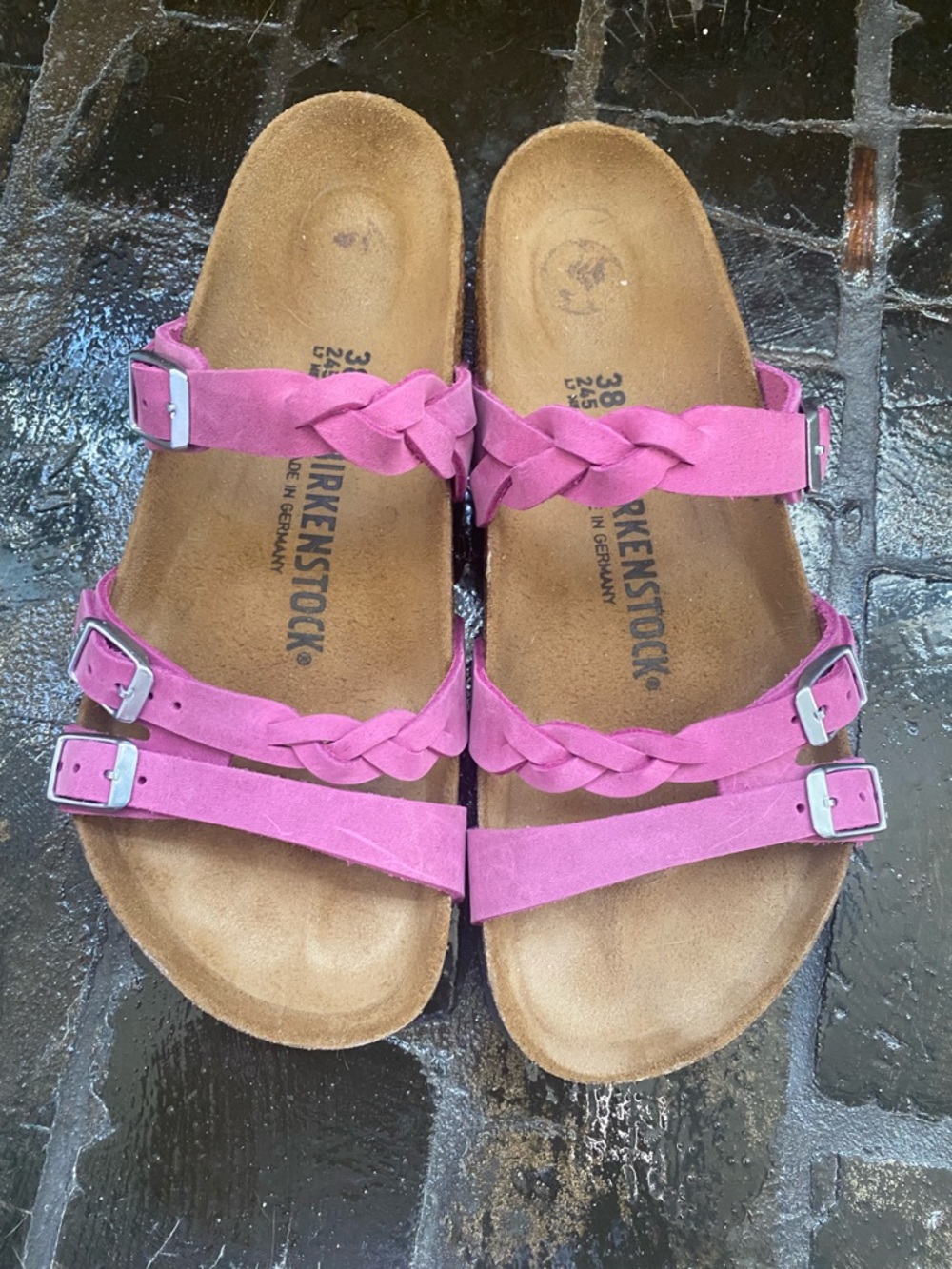 Birkenstock Women’s Braided Magenta Triple-Strap Sandals